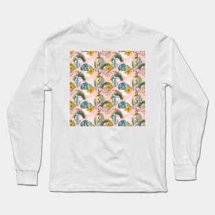 Tropical pattern with exotic plants, cactus, rainbow and modern textures Long Sleeve T-Shirt